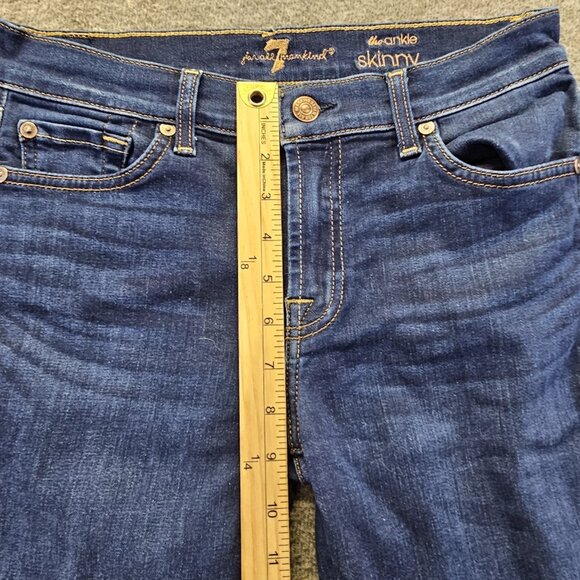 7 For All Mankind Jeans Womens 27 Blue The Ankle Skinny Stretch Mid Rise - Picture 9 of 10